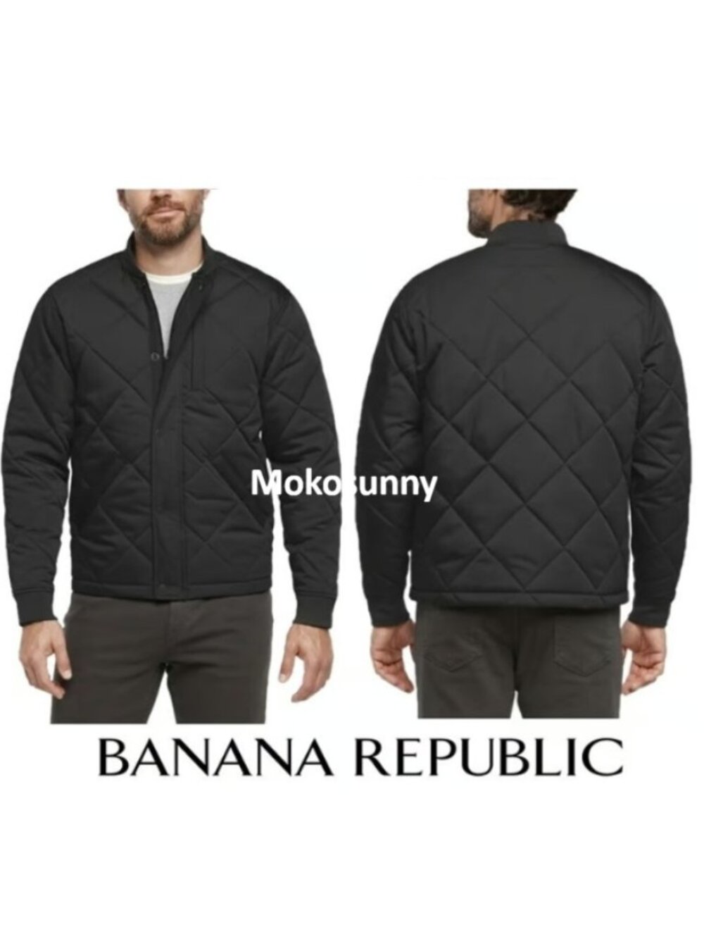 NWT Banana Republic Men’s Quilted Bomber Jacket, Black